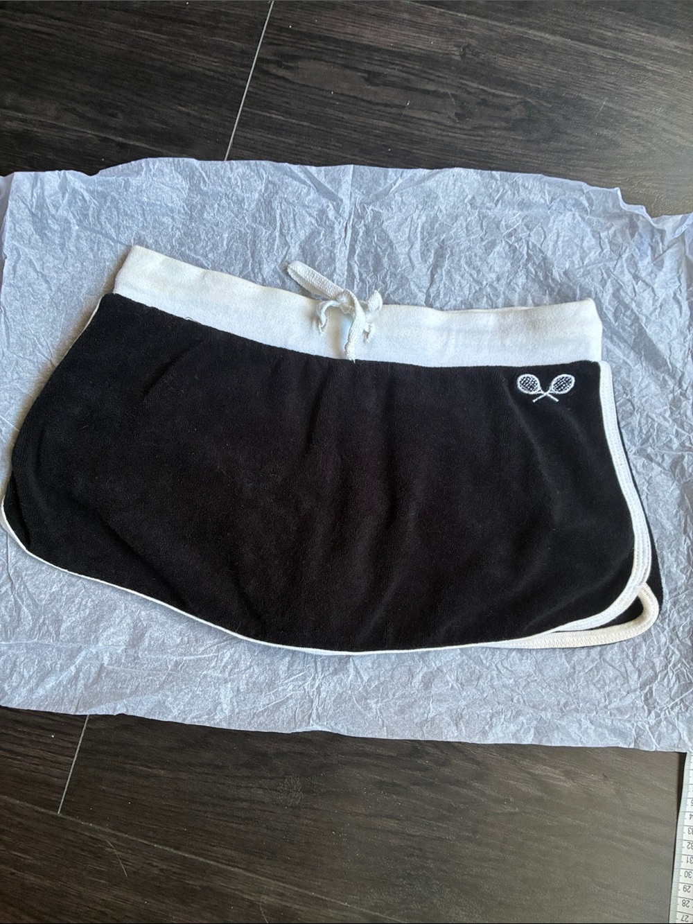 Vintage Forever 21 Black Mini Terry Skort with White Trim
